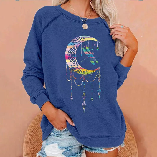 Mystic Moon Dragonfly Sweatshirt- Blue