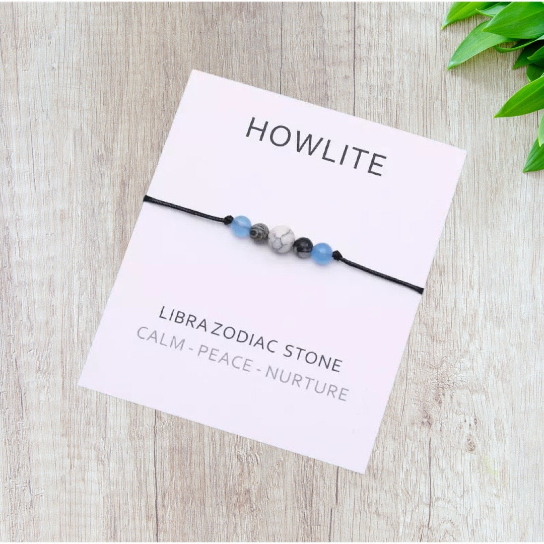 Howlite Crystal String Bracelet & Card