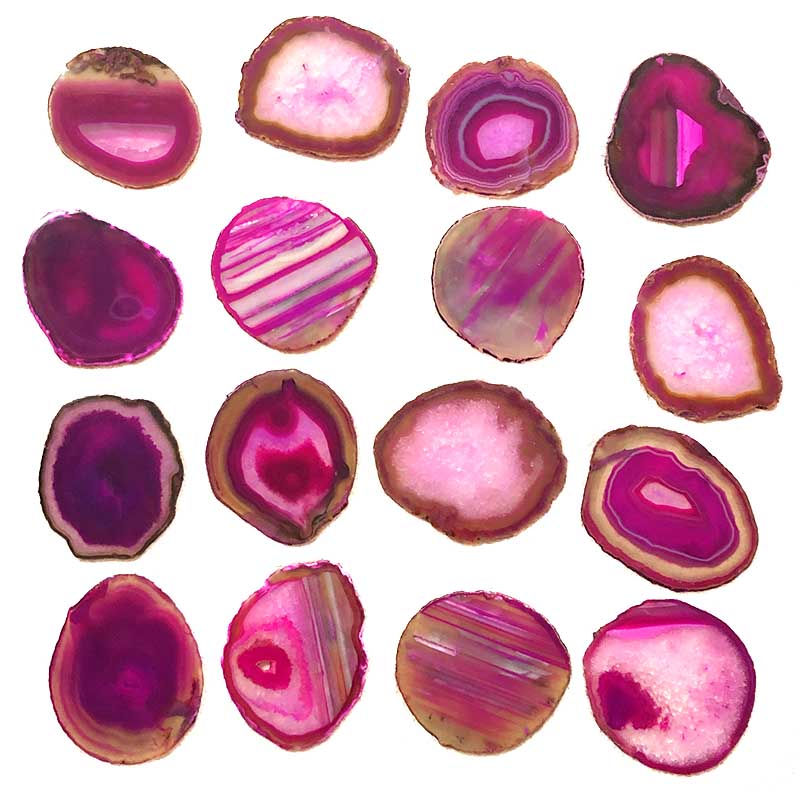 Pink Crystal Agate Coaster Set