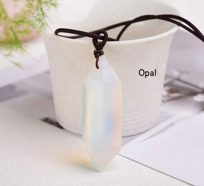Opal Double Crystal Point Necklace