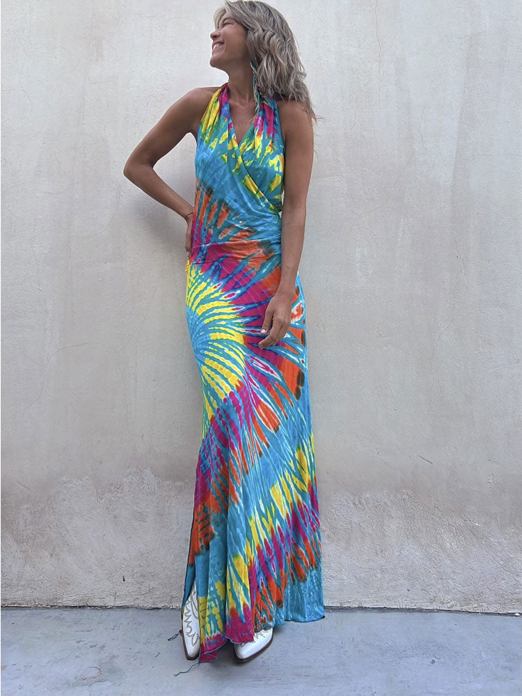 Mandala Tie Dye Halter Neck Dress – The Essential Living Warehouse