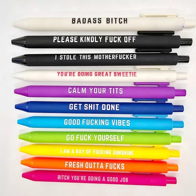 Set of 11 Sweary Word Pens