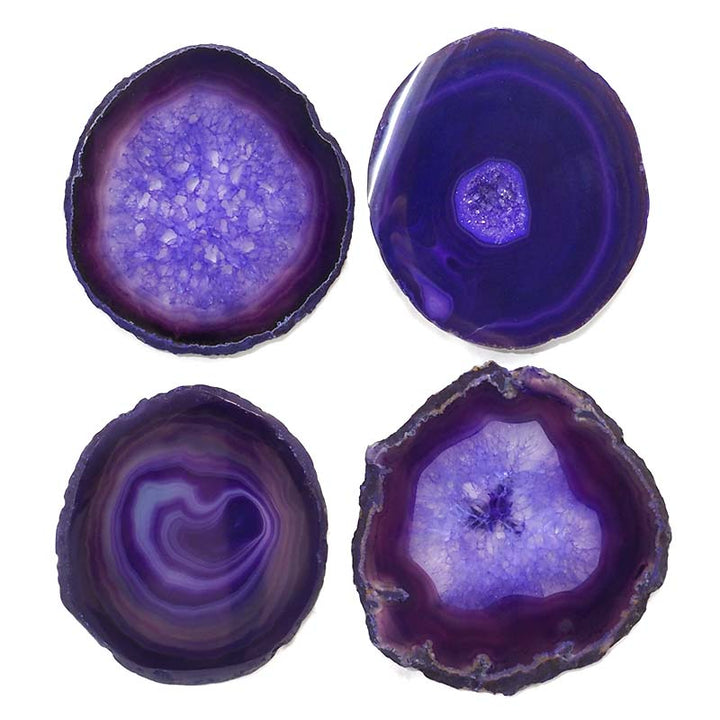 Purple Crystal Agate Coaster Set