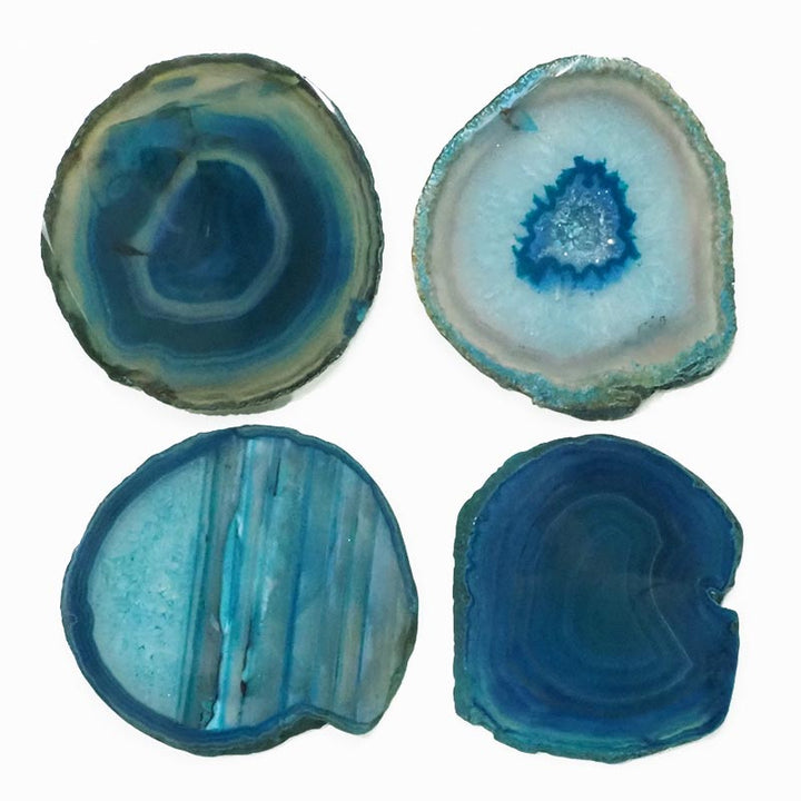 Teal Agate Crystal Coaster Set