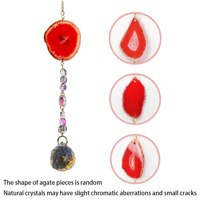 Natural Agate Crystal Suncatcher