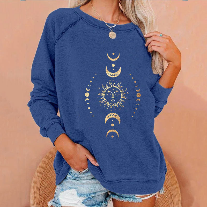 Solar Eclipse Sun & Moon Sweatshirt-Blue