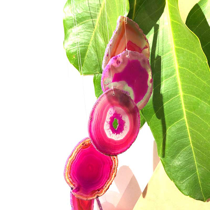 Large Pink Agate Wind Chime