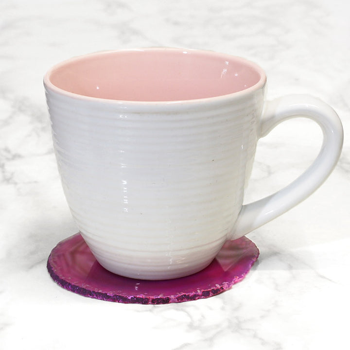 Pink Crystal Agate Coaster Set