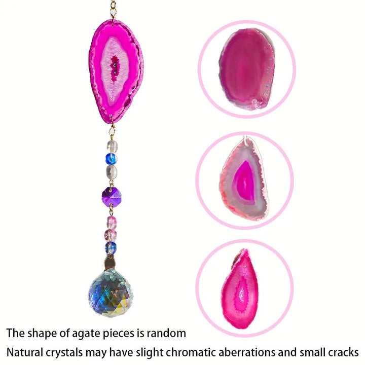 Natural Agate Crystal Suncatcher