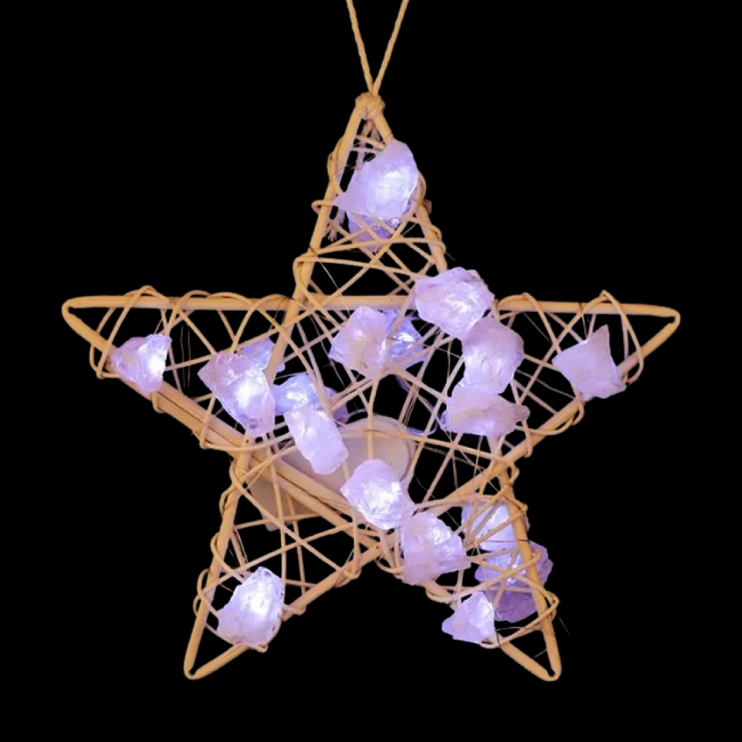 Rattan Crystal Star Light Decoration- Citrine