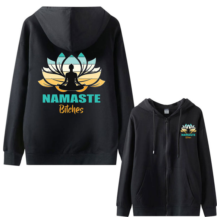 Lotus Namaste Bitches Zipper Hoodie