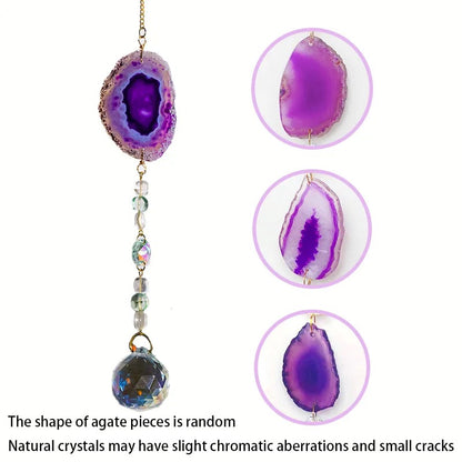 Natural Agate Crystal Suncatcher