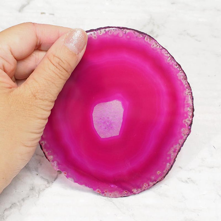 Pink Crystal Agate Coaster Set