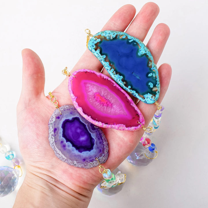 Natural Agate Crystal Suncatcher