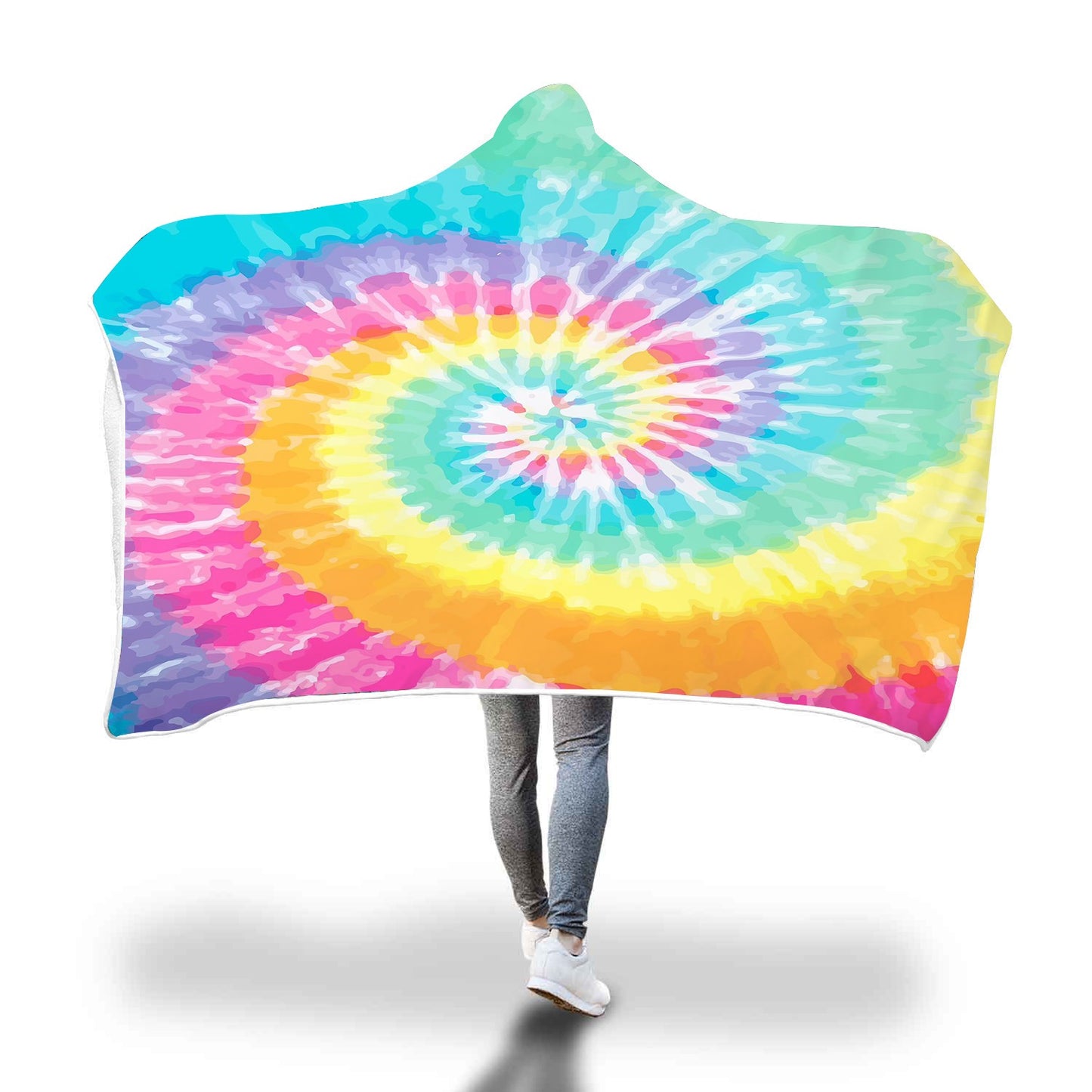 Rainbow Swirl Hooded Blanket