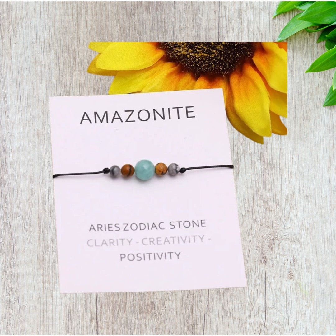 Amazonite Crystal String Bracelet & Card
