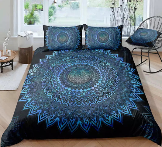 Midnight Blue Mandala Doona Cover Set