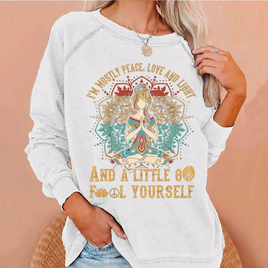 I’m mostly Peace, Love & Light & a little go F@ck Yourself Sweatshirt- White