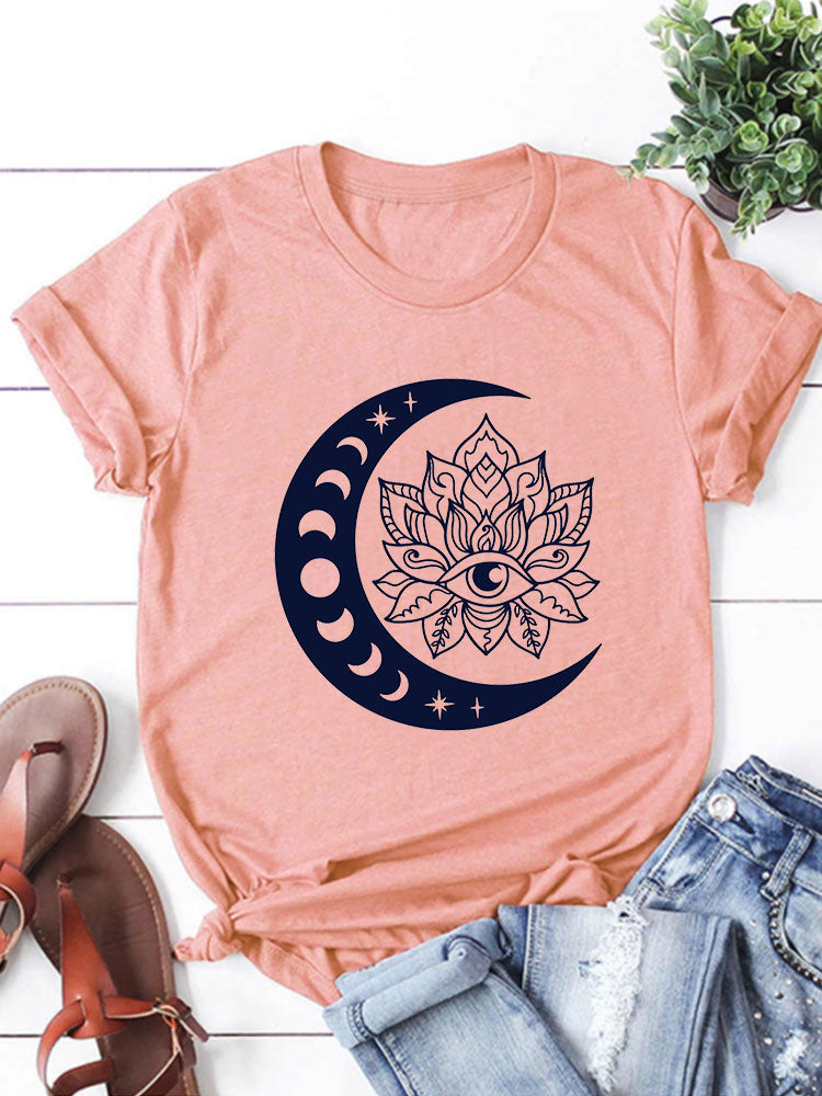 Lotus Moon Eclipse T-Shirt-Salmon