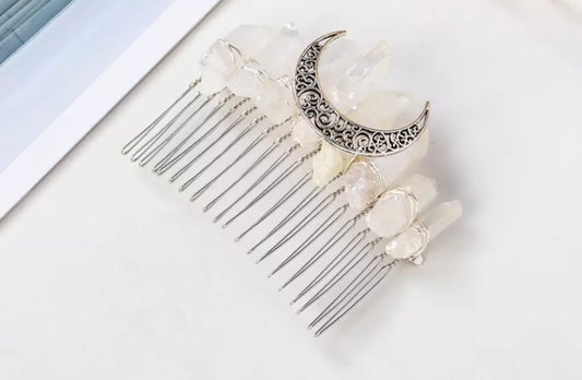Clear Quartz Crystal Hair Comb