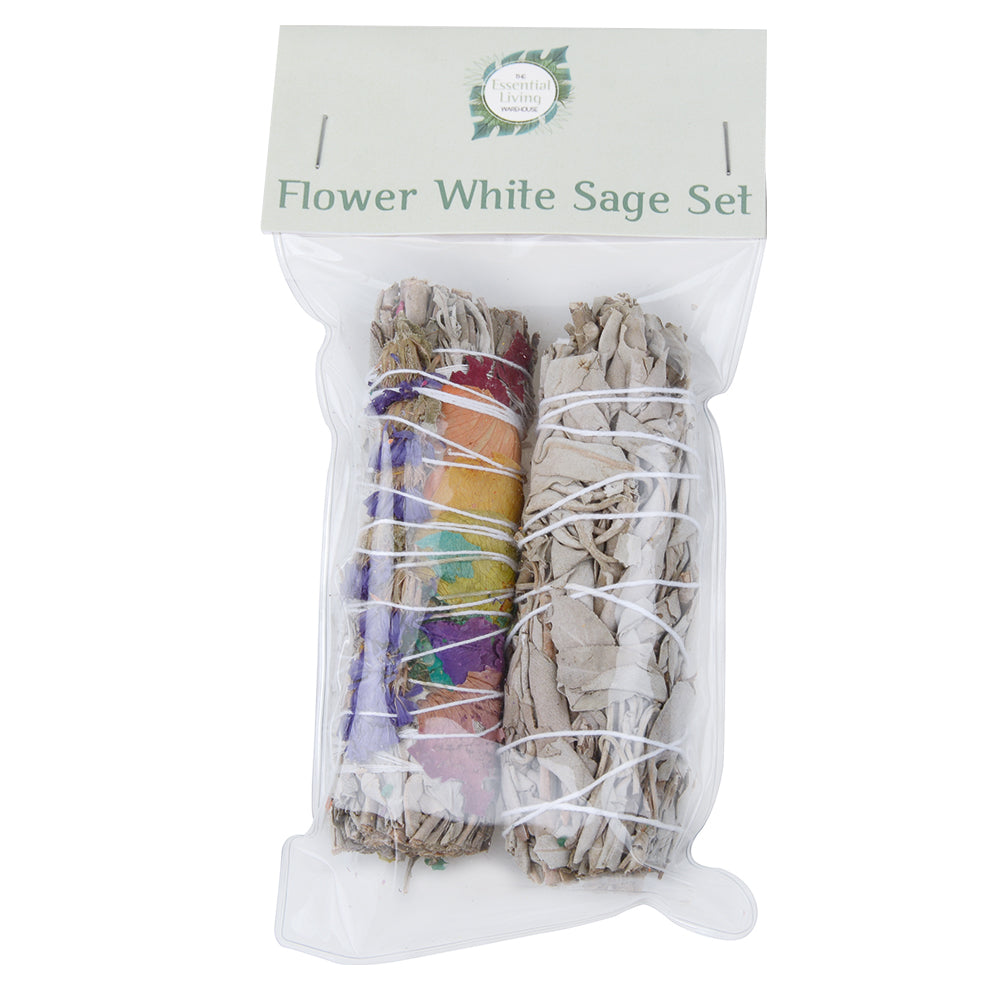 Flower White Smudge Stick Set
