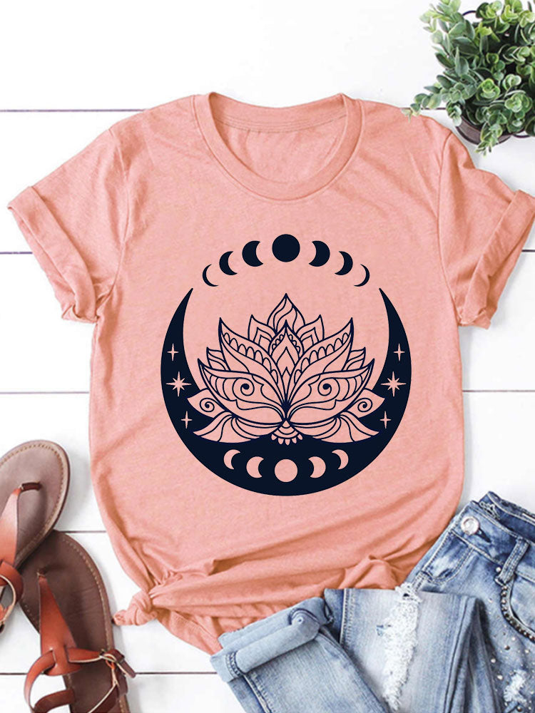 Lotus Moon T-Shirt-Salmon