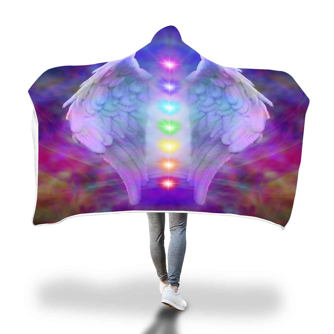 Chakra Angel Wings Hooded Blanket