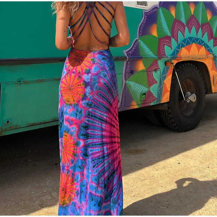 Mandala Tie Dye Strappy Back Dress