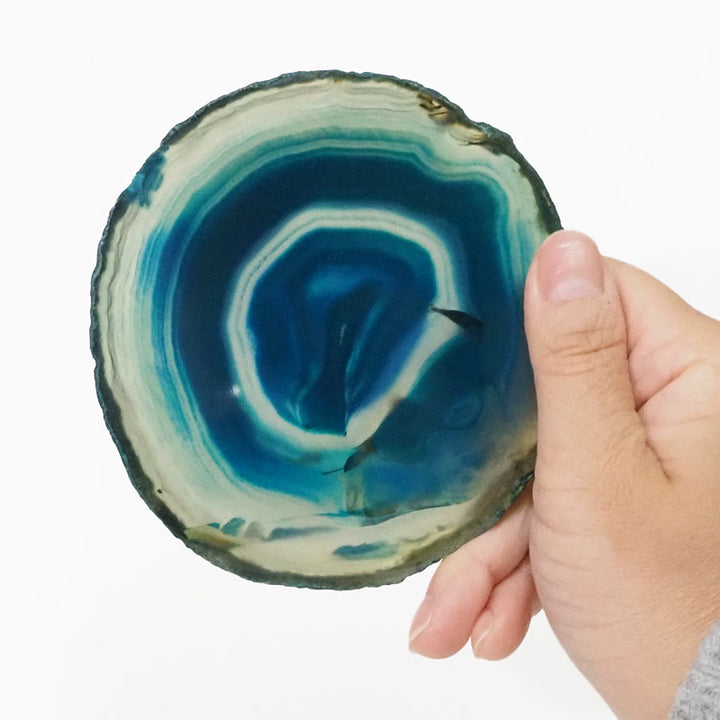 Teal Agate Crystal Coaster Set