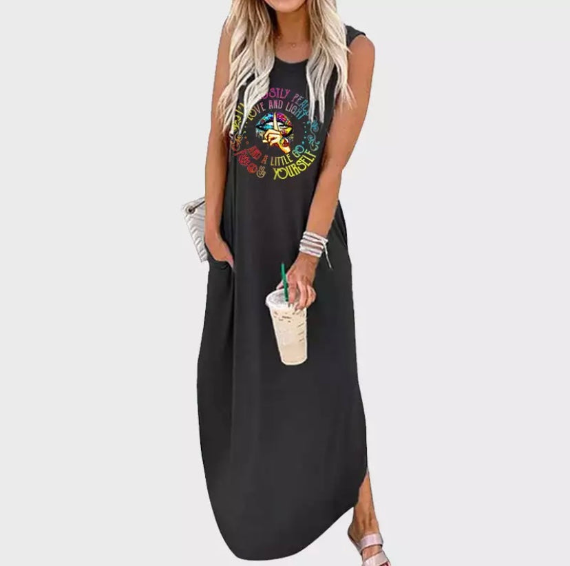 Mostly Peace, Love feat Whisper Words Maxi Dress