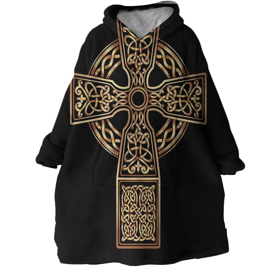 Celtic Cross Oversized  Plush Hoodies