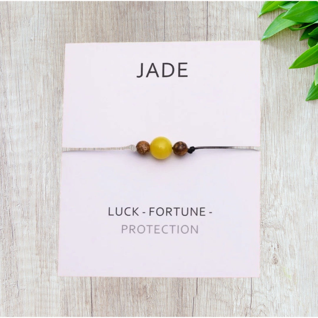 Jade Crystal String Bracelet & Card