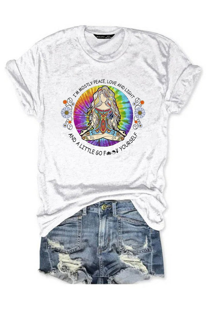 Mostly Peace, Love, Light T-Shirt- White