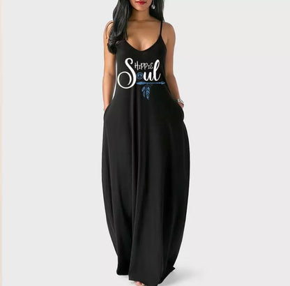 Hippie Soul  Arrow Loose Sleeve Maxi Dress