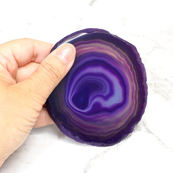 Purple Crystal Agate Coaster Set