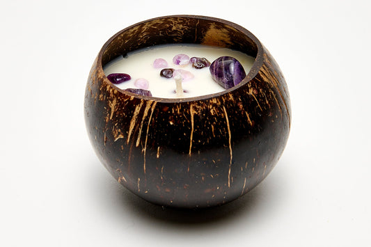 Coconut Bowl Amethyst Candle