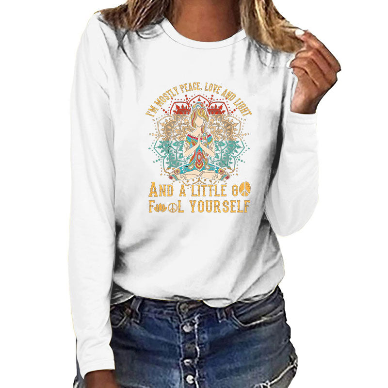 I’m mostly Peace Love Yoga Girl Light Long Sleeve T shirts