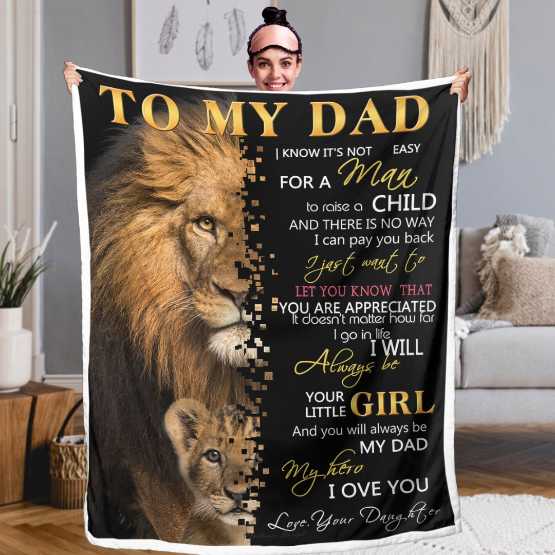 Dad- Lion Sherpa Fleece Blanket