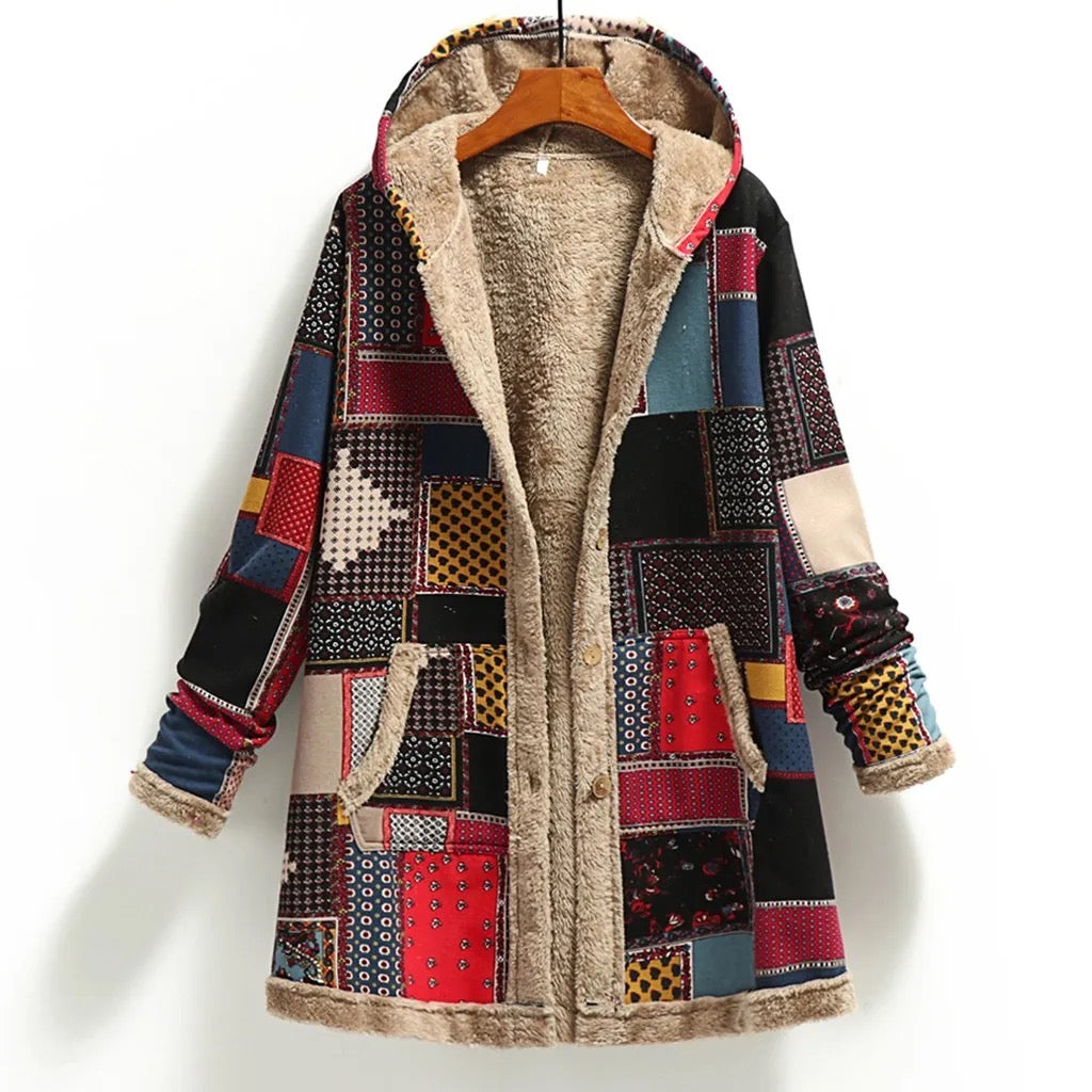 Vintage Boho Fleece Hooded Jackets