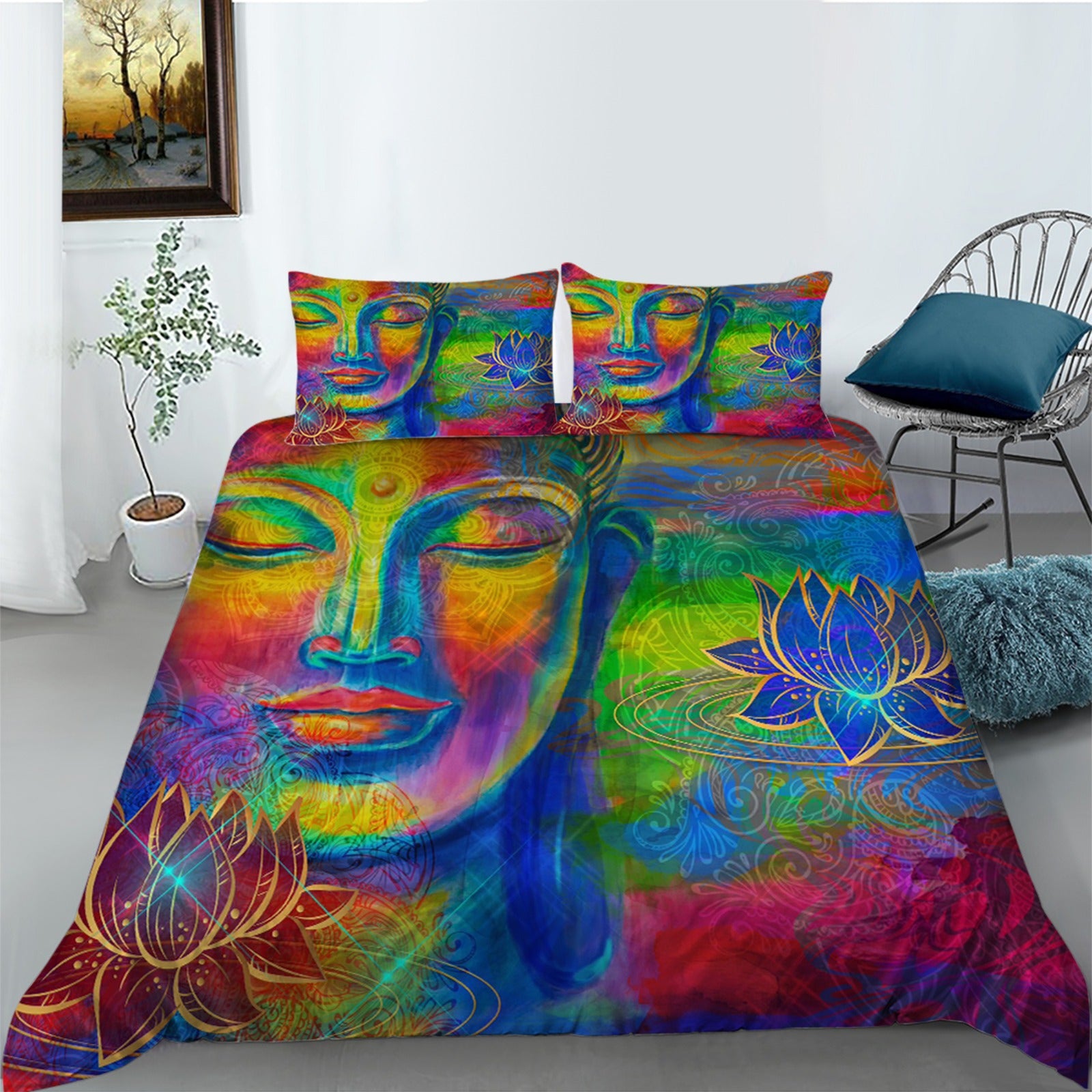 Vibrant Lotus Buddah Doona Cover Set – The Essential Living Warehouse