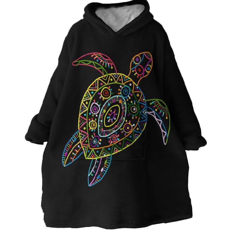 Colourful Turtle oversized Plush Hoodie