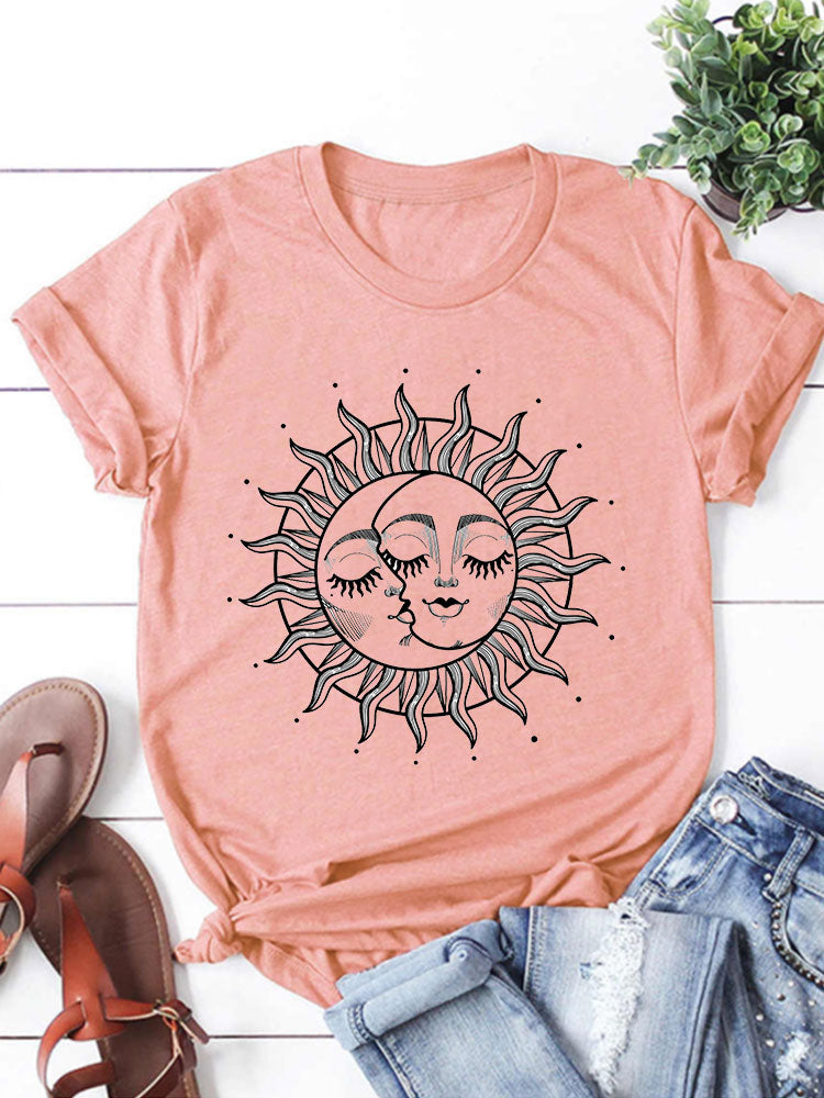 Sun & Moon T-Shirt- Salmon