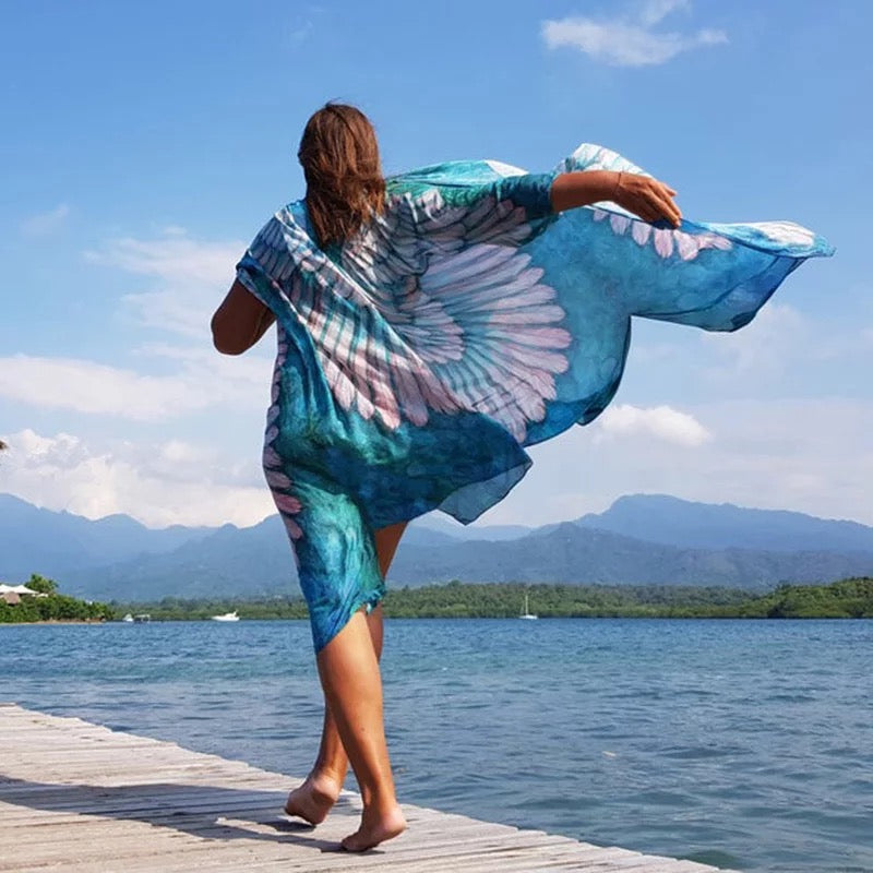 Teal Boho Angel Wings Cover up