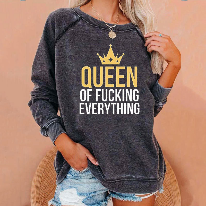 Queen of F*cking Everything Sweatshirt-Charcoal