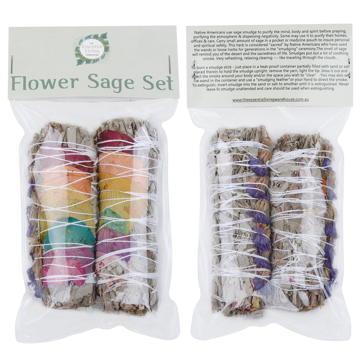 Rose Petals White Sage Smudge Stick- Twin Pack