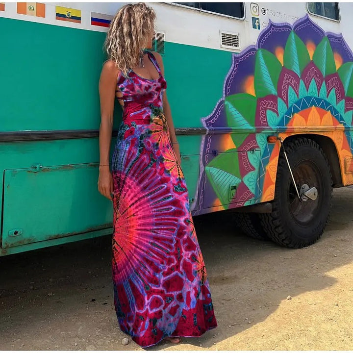 Mandala Tie Dye Strappy Back Dress