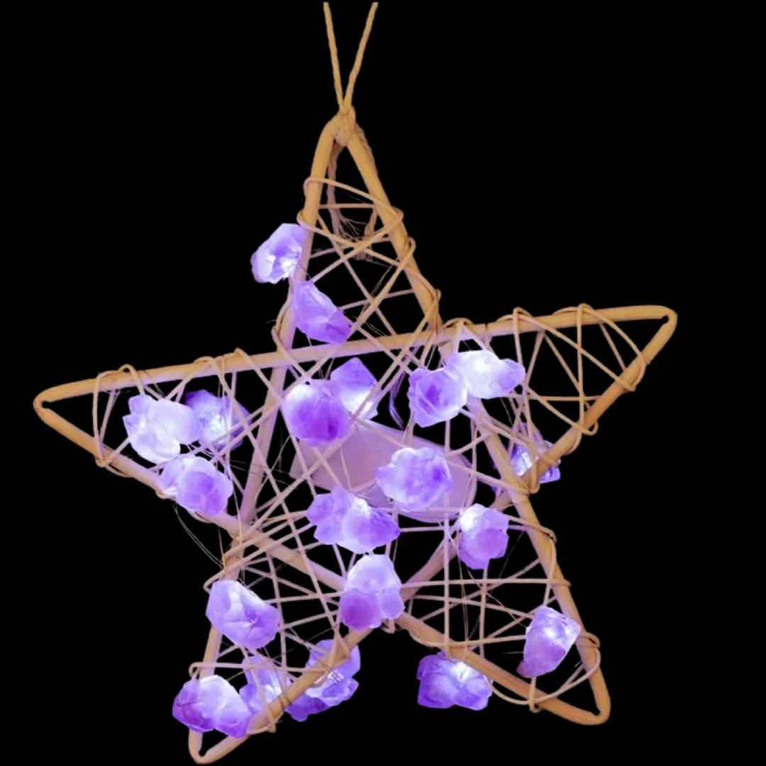 Rattan Crystal Star Light Decoration- Amethyst