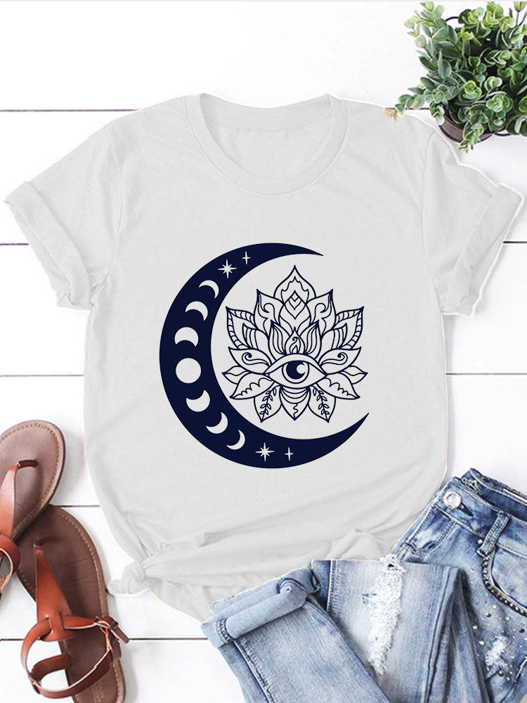 Lotus Moon Eclipse T-Shirt- White