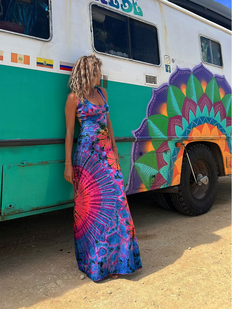 Mandala Tie Dye Strappy Back Dress