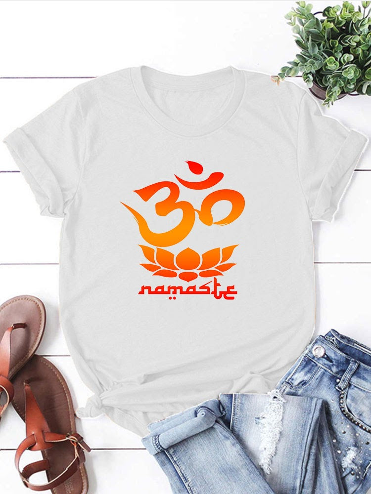 OM Namaste round neck T-shirt - White